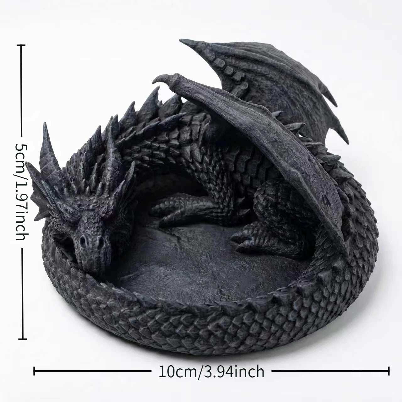 Dragon Nest Key Bowl – Gothic Fantasy Dragon Statue Catchall Tray for Keys, Glasses & Desk Decor