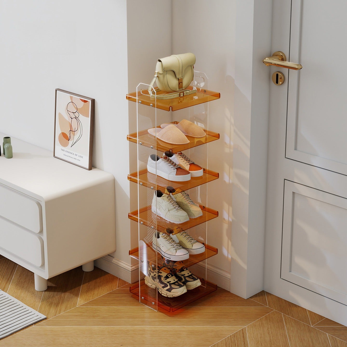 Minimalist Solid Wood Narrow Shoe Rack for Home & Apartment