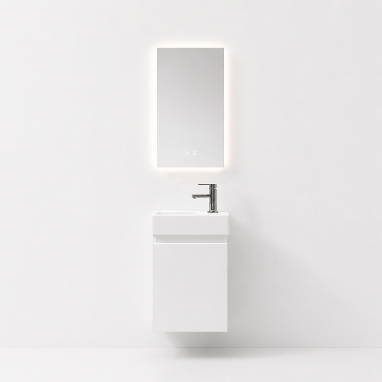 YH010-40 Bathroom Vanity Set with Smart Mirror, 400mm Iceberg White Vanity with Ceramic Sink