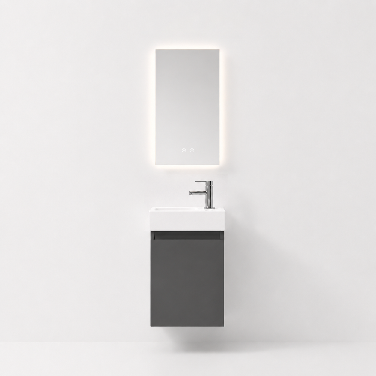 YH010-40 Bathroom Vanity Set with Smart Mirror, 400mm Premium Gray Vanity with Ceramic Sink