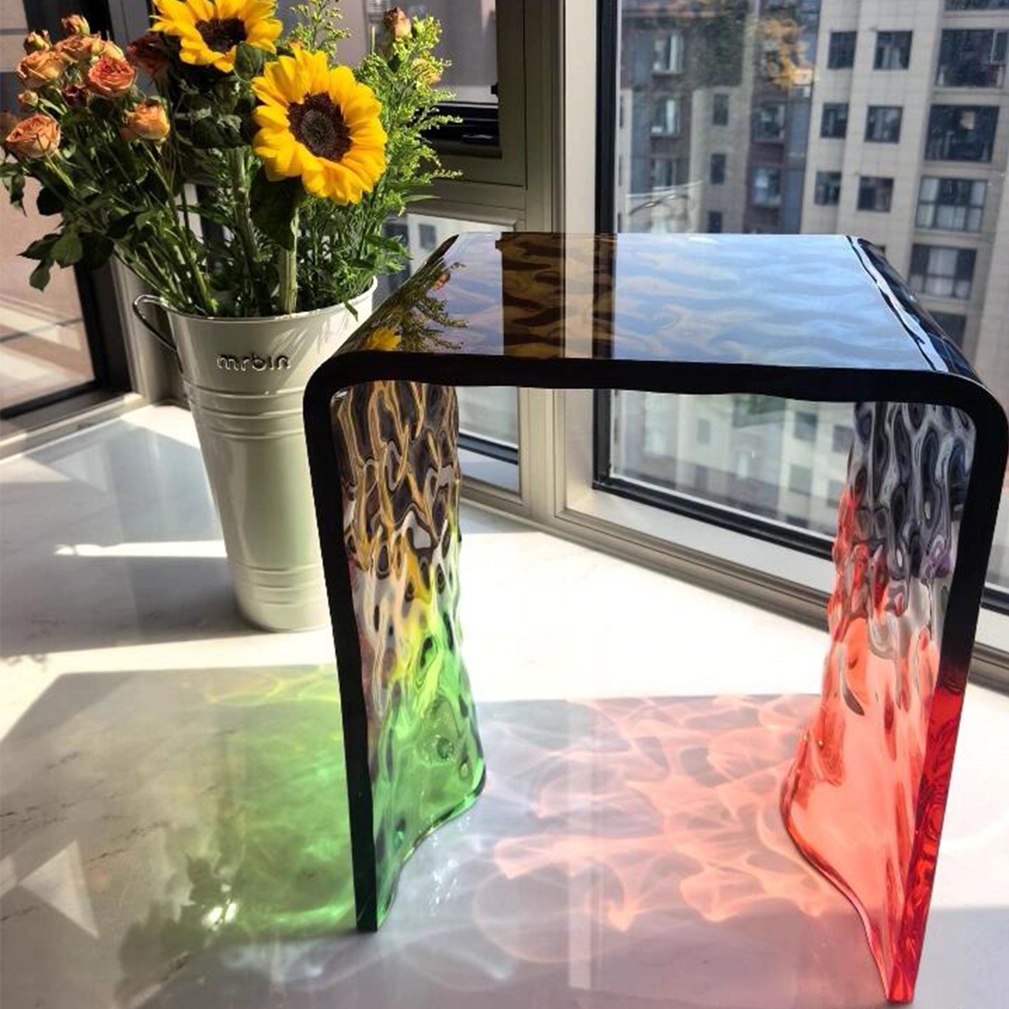 🌈Rainbow Acrylic Stool – Colorful Transparent Modern Bathroom & Vanity Chair Buy 2, Save $129
