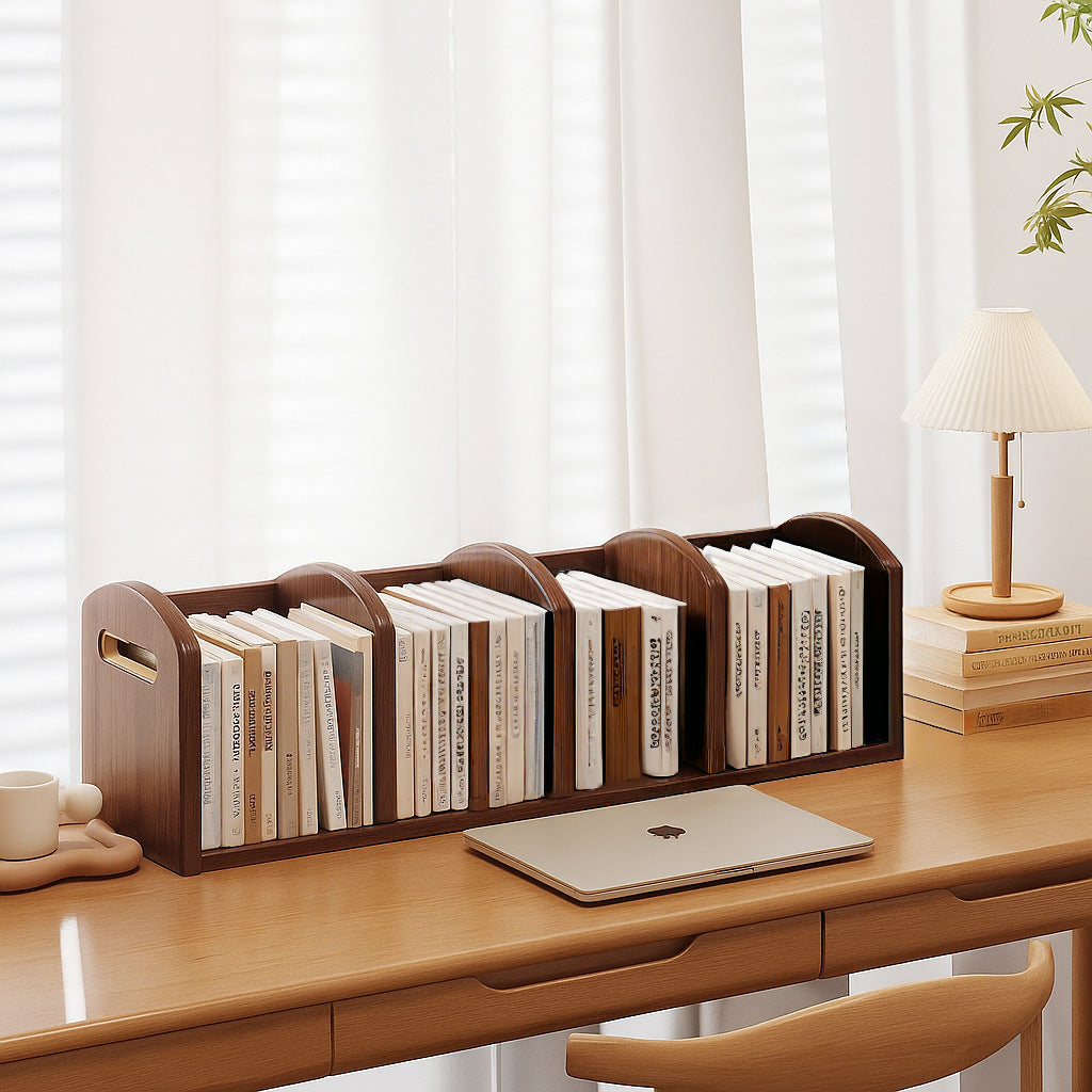 Simple style desktop bookshelf solid wood partition storage book learning office use