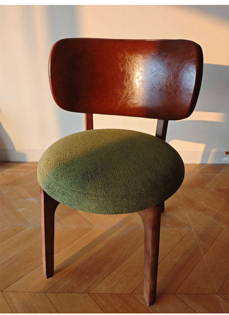 Cream medieval wabi-sabi style solid wood dining chair back design restaurant dining use