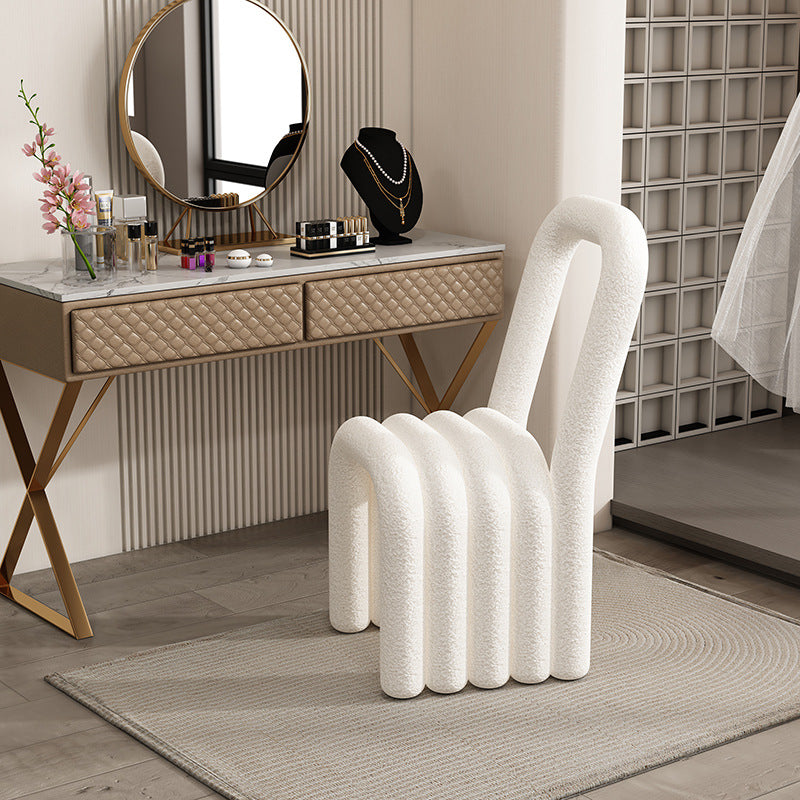 Ins wind creative makeup chair lamb wool design bedroom dressing dining room use