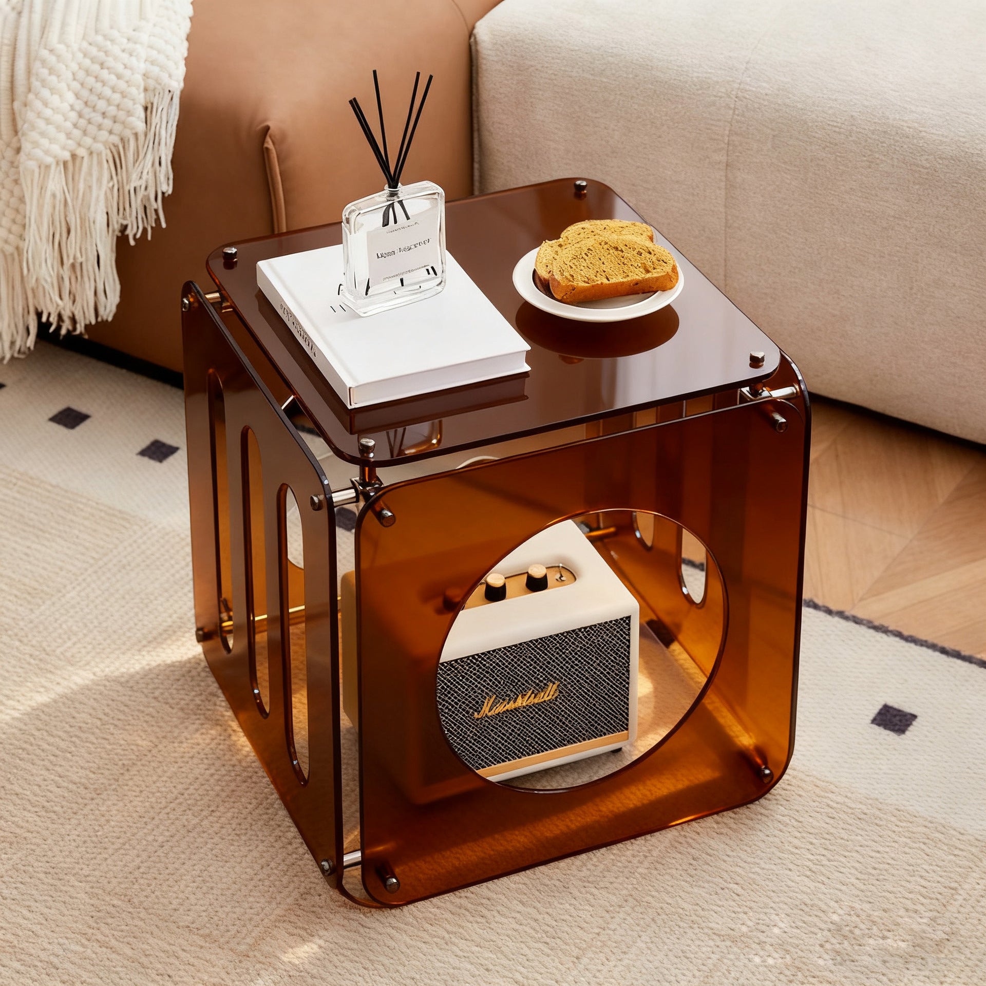 Acrylic Movable Side Table for Living Room & Creative Home Décor