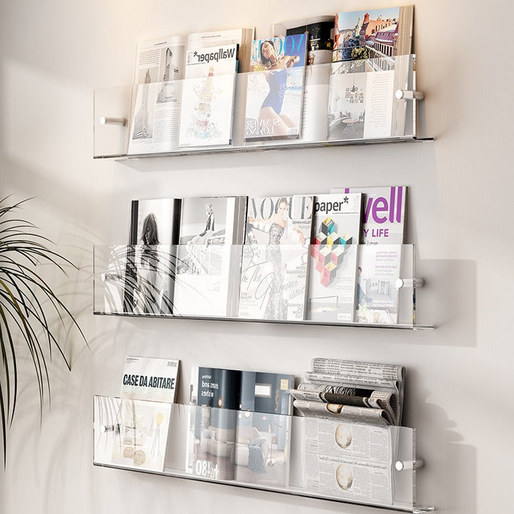 Simple wind wall hanging file rack acrylic bookshelf magazine storage office home use