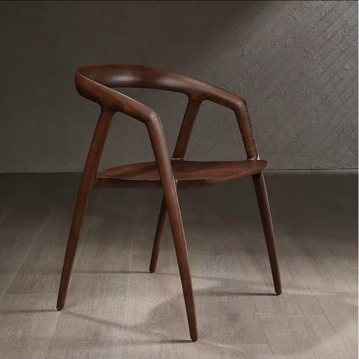 Designer style solid wood armrest dining chair for home use in café restaurant