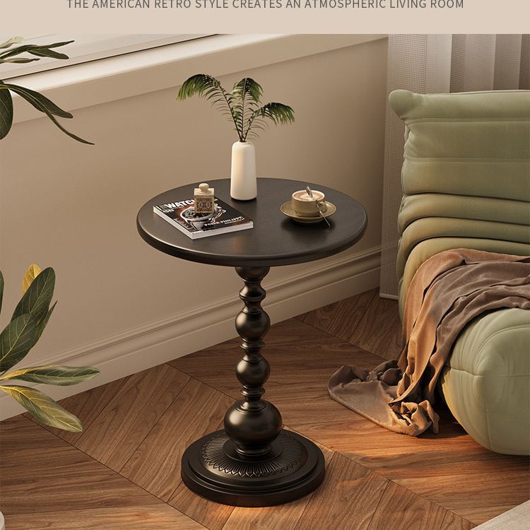 Retro style small round coffee table wrought iron side table living room balcony bedside use