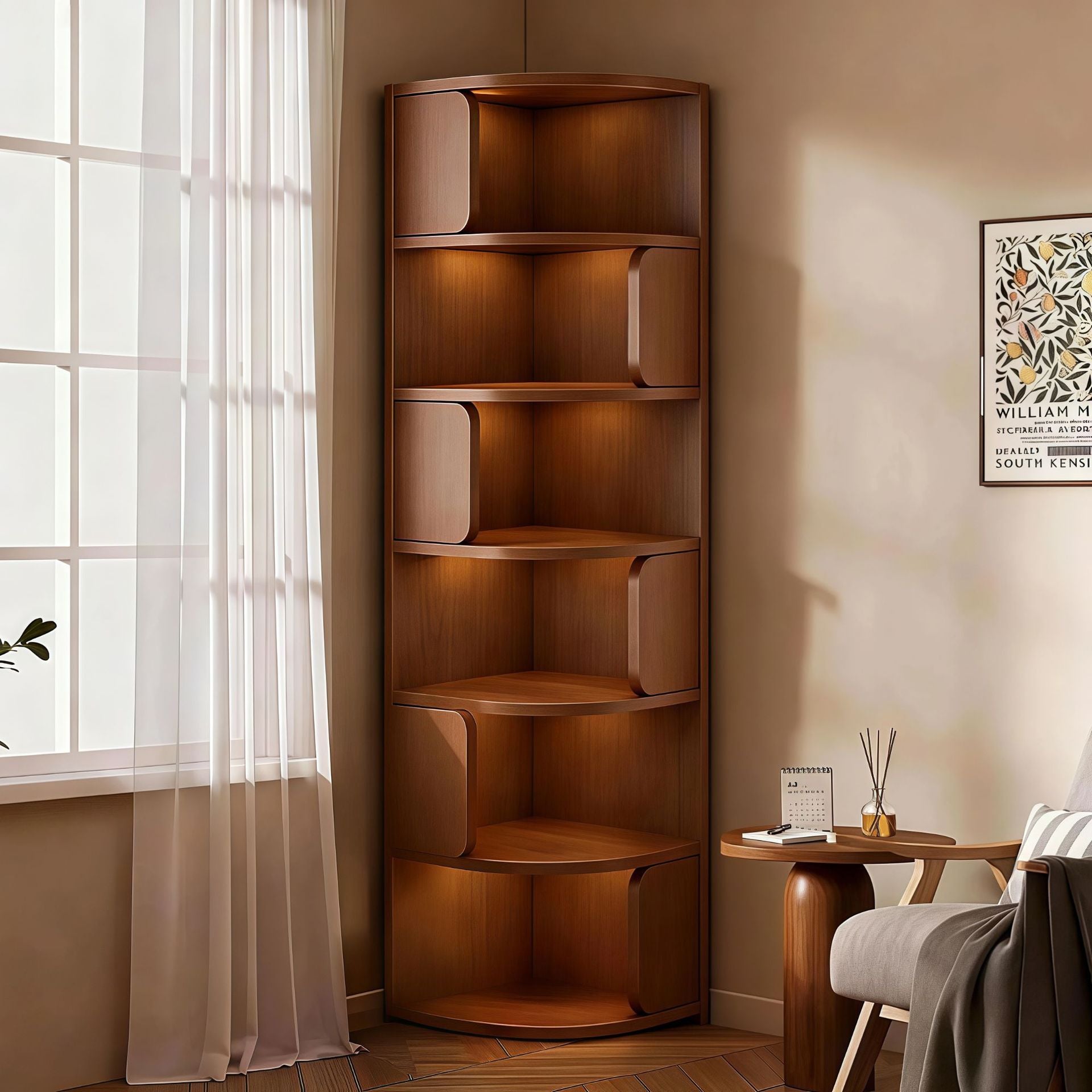 Simple wind corner rack floor triangle storage cabinet living room study use