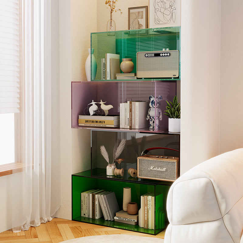 Transparent Acrylic Multi-Tier Bookshelf