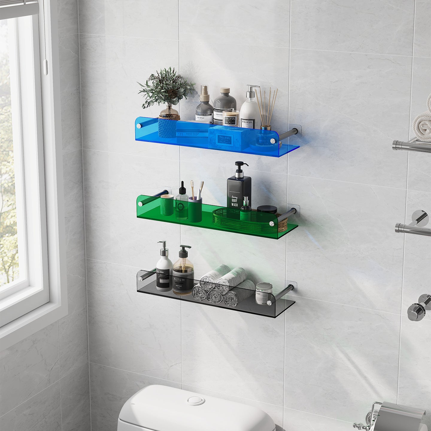Light luxury multi-layer bathroom wall storage shelf household toilet baffle bathroom storage rack laminate narrow cabinet