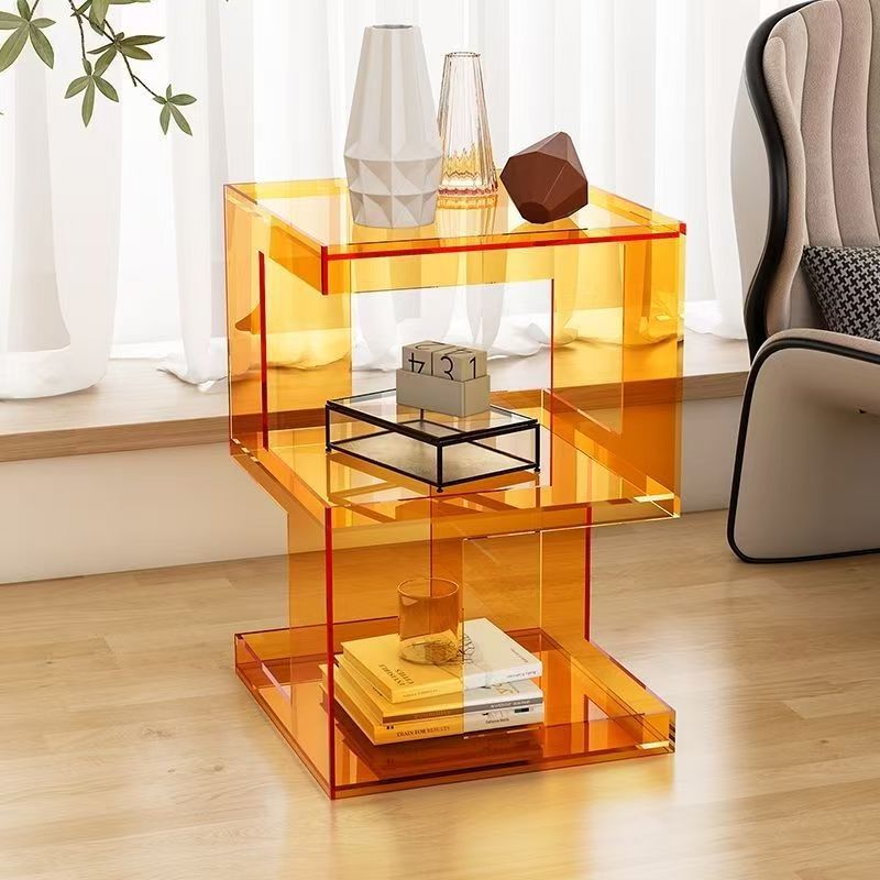 Light luxury style acrylic side table, creative coffee table, used next to the living room sofa