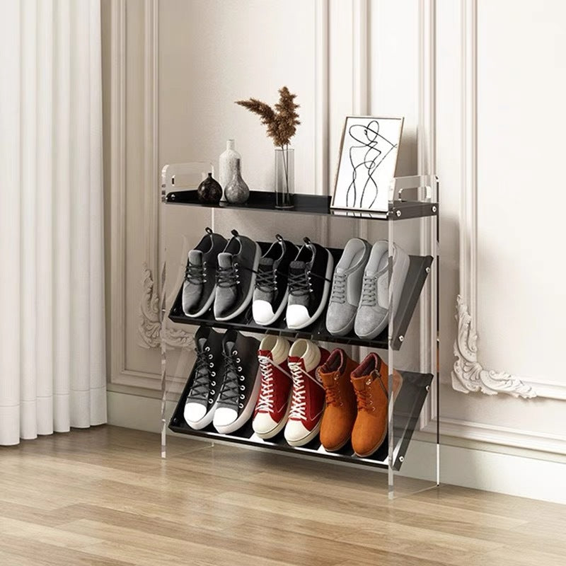 Narrow Acrylic & Wood Multi-Tier Storage Rack