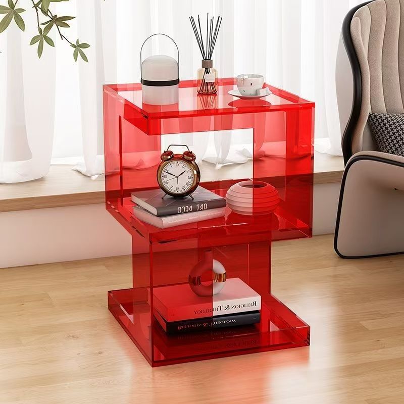 Light luxury style acrylic side table, creative coffee table, used next to the living room sofa