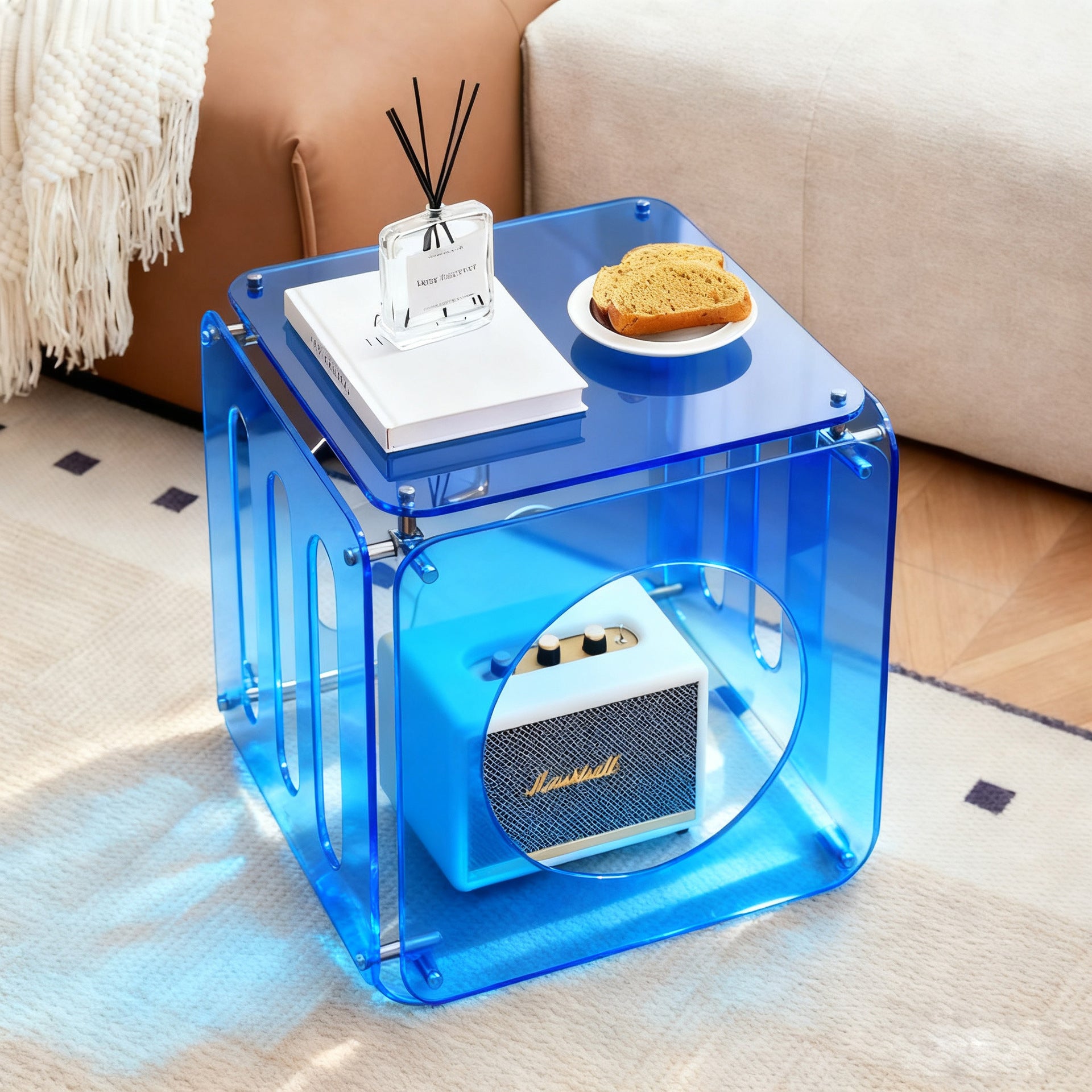 Acrylic Movable Side Table for Living Room & Creative Home Décor