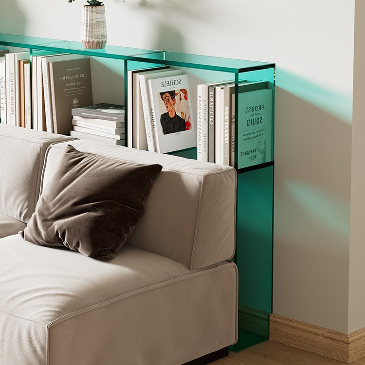 Narrow Wooden Sofa Storage Shelf with Acrylic Top
