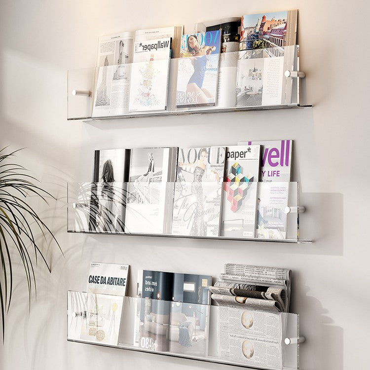 Simple wind wall hanging file rack acrylic bookshelf magazine storage office home use