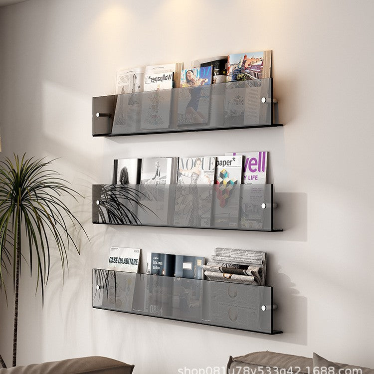 Simple wind wall hanging file rack acrylic bookshelf magazine storage office home use