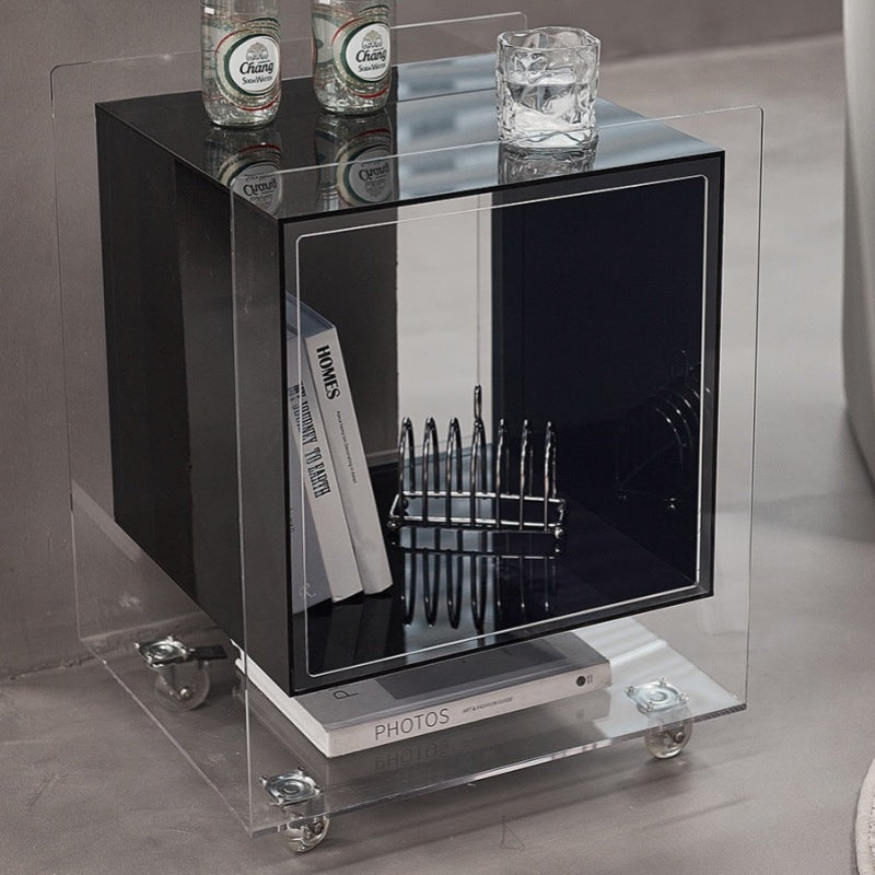 Postmodern light luxury bedside cabinet transparent installation-free bedroom storage use