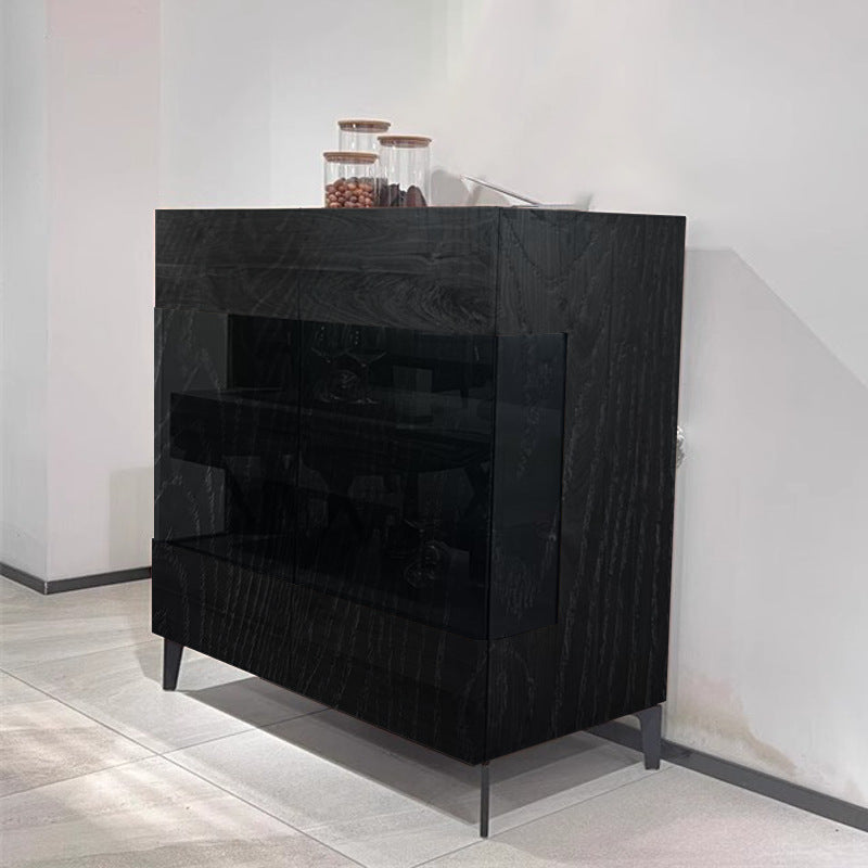 Modern style black walnut solid wood dining side wine cabinet multi-functional storage living room entrance use