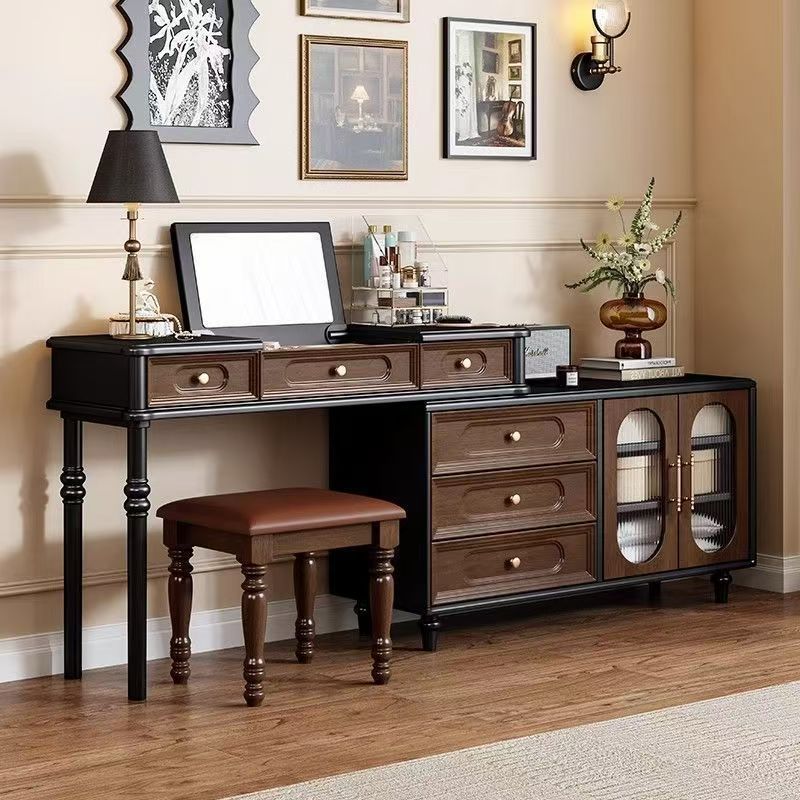 American medieval style solid wood dresser chest cabinet integrated bedroom desk makeup use