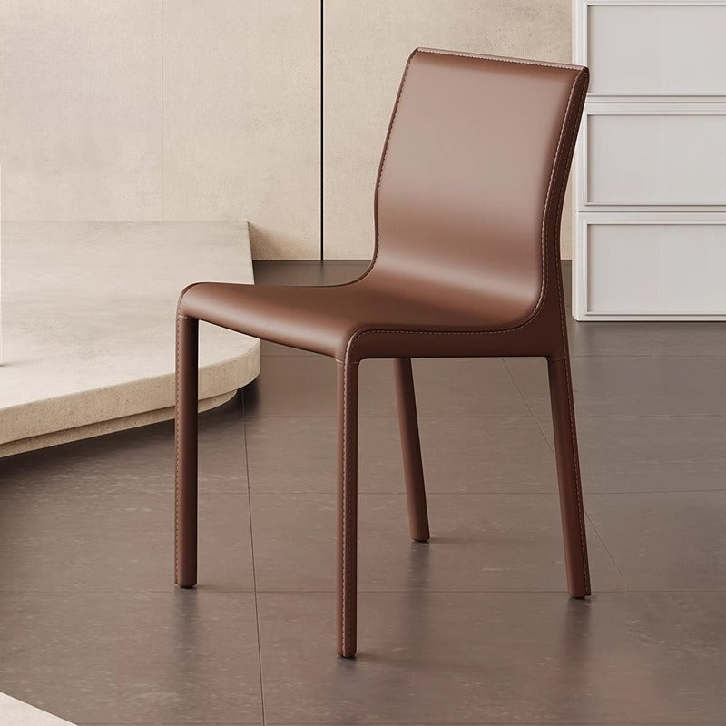 Italian Minimalist Dining Chair Saddle Leather Backrest Design Home Restaurant Hotel Use