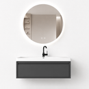 01-1000mm/Premium Gray-Bathroom Vanity Set with Round LED Smart Mirror, Single Drawer, Ceramic Sink