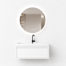 01-800mm/Glacier White-Bathroom Vanity Set with Round LED Smart Mirror, Single Drawer, Ceramic Sink