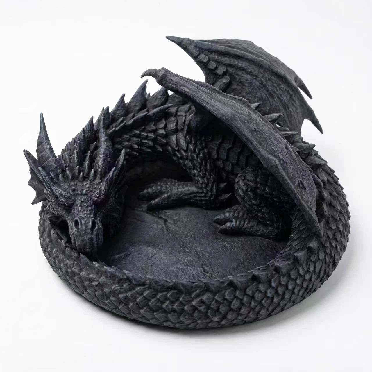 Dragon Nest Key Bowl – Gothic Fantasy Dragon Statue Catchall Tray for Keys, Glasses & Desk Decor