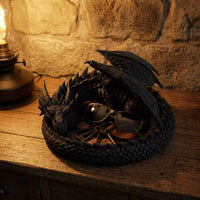 Dragon Nest Key Bowl – Gothic Fantasy Dragon Statue Catchall Tray for Keys, Glasses & Desk Decor