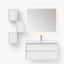 YH005-1000 Bathroom Vanity Set with Smart Mirror & 3 Grid Storage Units, 1000mm Pure White Vanity with E-Series Ceramic Sink & Double Drawers