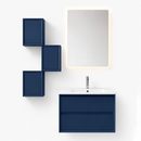 YH005-800 Bathroom Vanity Set with Smart Mirror & 3 Grid Storage Units, 800mm Deep Blue Vanity with E-Series Ceramic Sink & Double Drawers