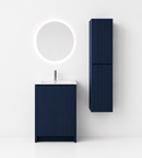 YH006-800 Bathroom Vanity Set with Round Smart Mirror & Side Cabinet, 800mm Deep Blue Vanity with B-Series Ceramic Sink