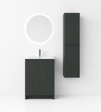 YH006-600 Bathroom Vanity Set with Round Smart Mirror & Side Cabinet, 600mm Cypress Green Vanity with B-Series Ceramic Sink
