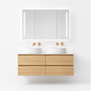 YH009-1200 Bathroom Vanity Set with Smart Mirror Cabinet, 1200mm Natural Wood Vanity with Marble Countertop & Vessel Sink