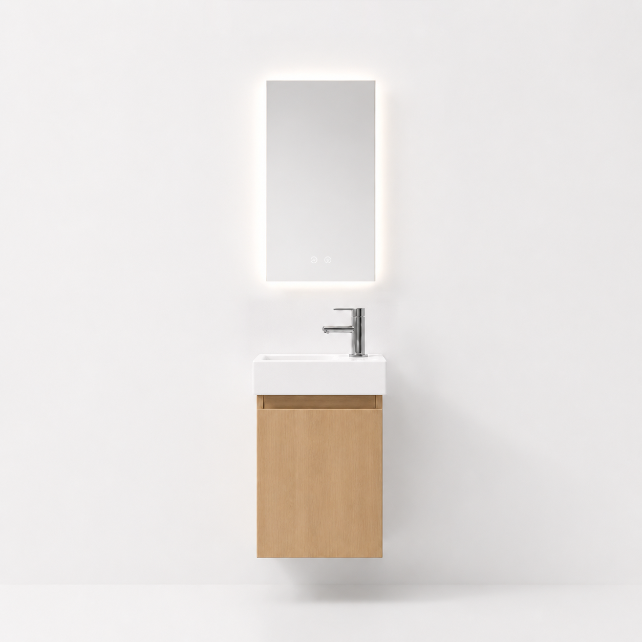YH010-40 Bathroom Vanity Set with Smart Mirror, 400mm Natural Wood Tone Vanity with Ceramic Sink