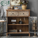 American country style carved dining side cabinet retro old storage wine cabinet living room bedroom use