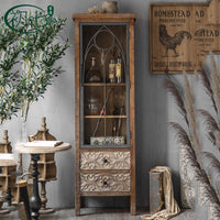 American country style carved dining side cabinet retro old storage wine cabinet living room bedroom use