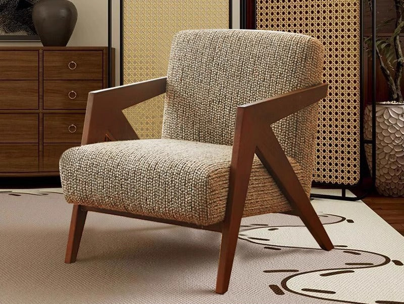French antique single sofa chair solid wood design living room balcony casual use