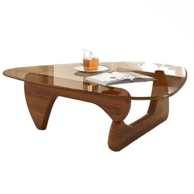 Light luxury Nordic wind glass coffee table simple storage small apartment living room use