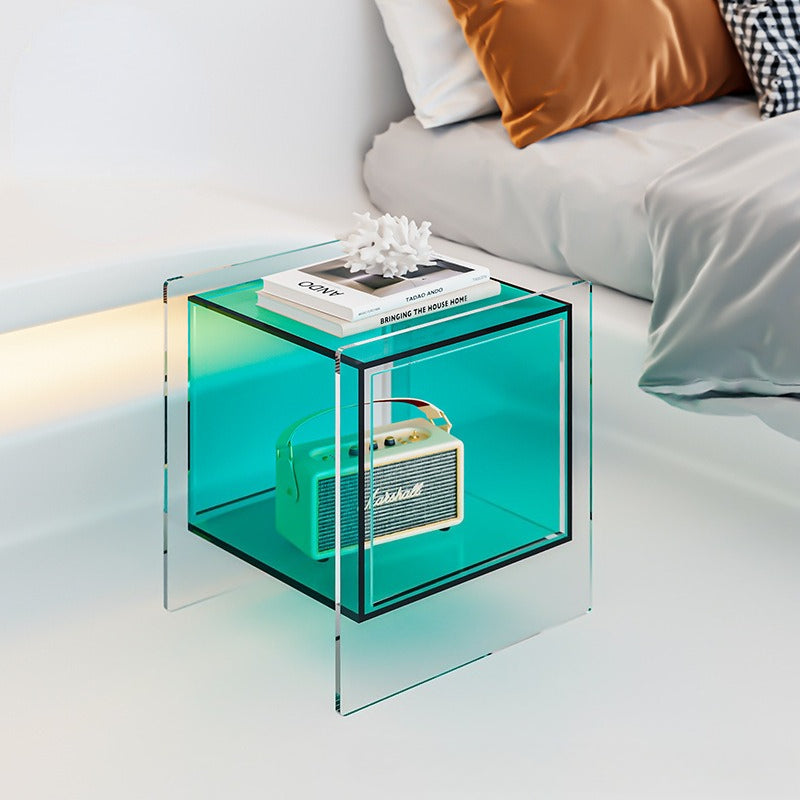 Postmodern light luxury bedside cabinet transparent installation-free bedroom storage use