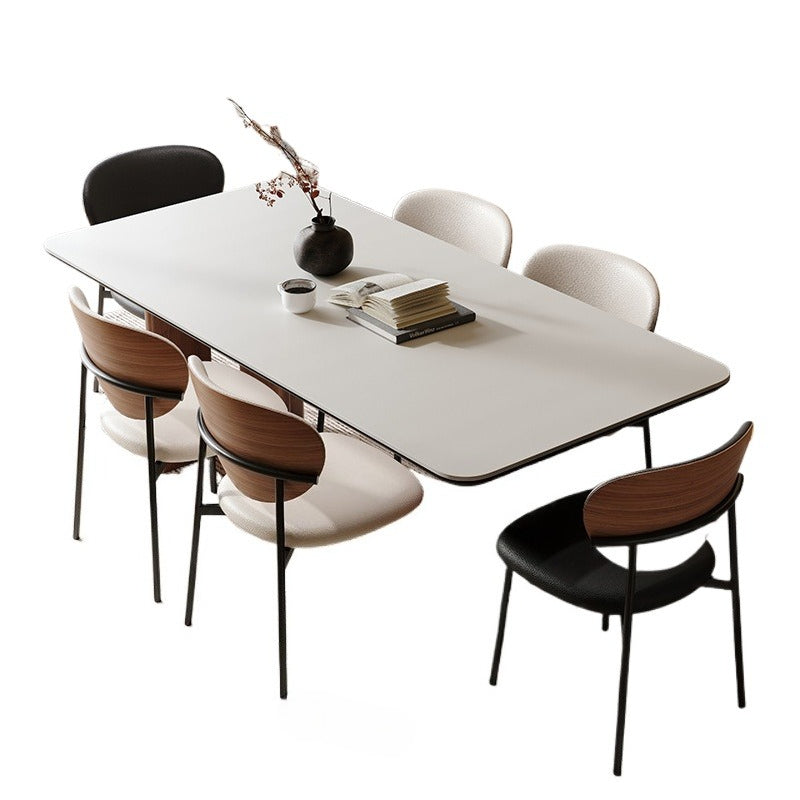 Medieval style rock slab dining table and chairs solid wood design small apartment restaurant dining use