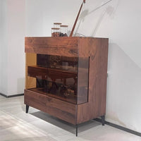 Modern style black walnut solid wood dining side wine cabinet multi-functional storage living room entrance use