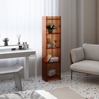 Light luxury solid wood small bookshelf floor-to-ceiling narrow cabinet balcony living room storage and use