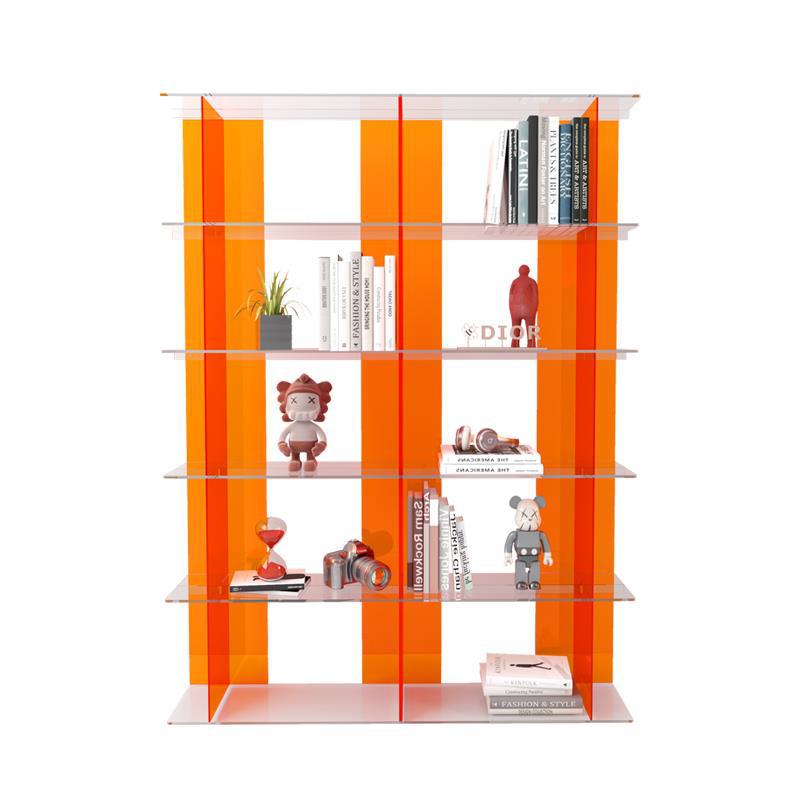 Nordic Creative Bookshelf Acrylic Shelf Floor to Wall Simple Display Shelf Storage Living Room Multi-layer Display Shelf