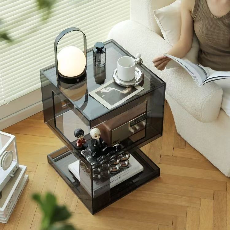 Light luxury style acrylic side table, creative coffee table, used next to the living room sofa