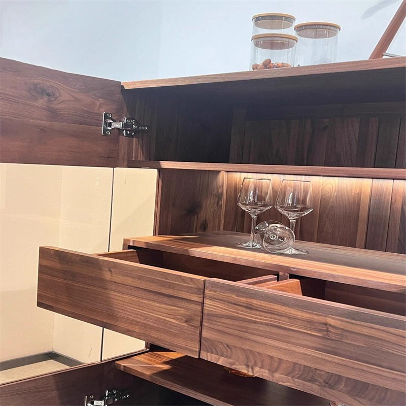 Modern style black walnut solid wood dining side wine cabinet multi-functional storage living room entrance use