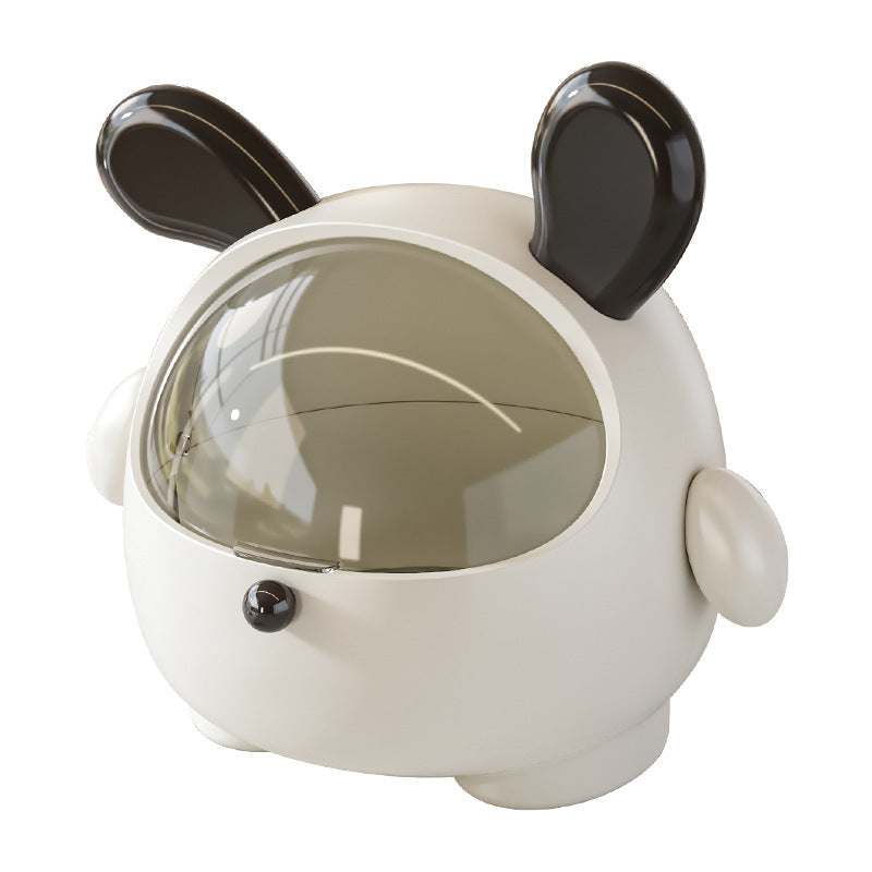 Cute wind desktop trash can, large capacity with cover to prevent odor, office dining table storage and use