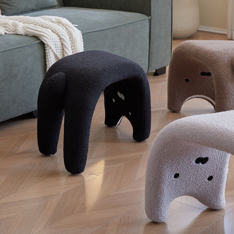 Cute lamb wool cat shape wears a shoe stool, changes shoes, sits on and adds makeup and dressing, suitable for the entrance door and bedroom