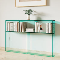 Narrow Wooden Sofa Storage Shelf with Acrylic Top